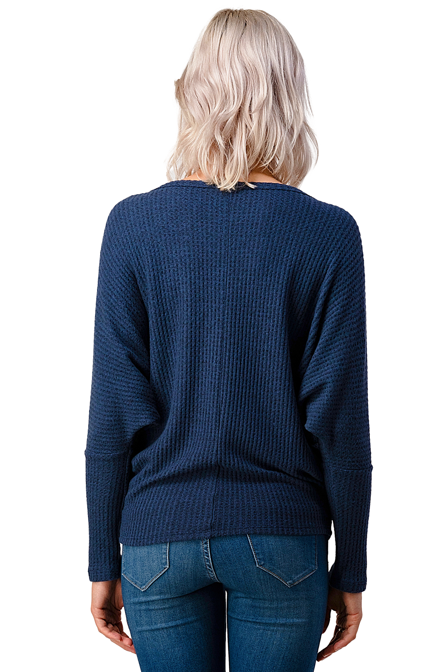 WVU "Melanie" Batwing Long Sleeve Waffle Top - LIMITED