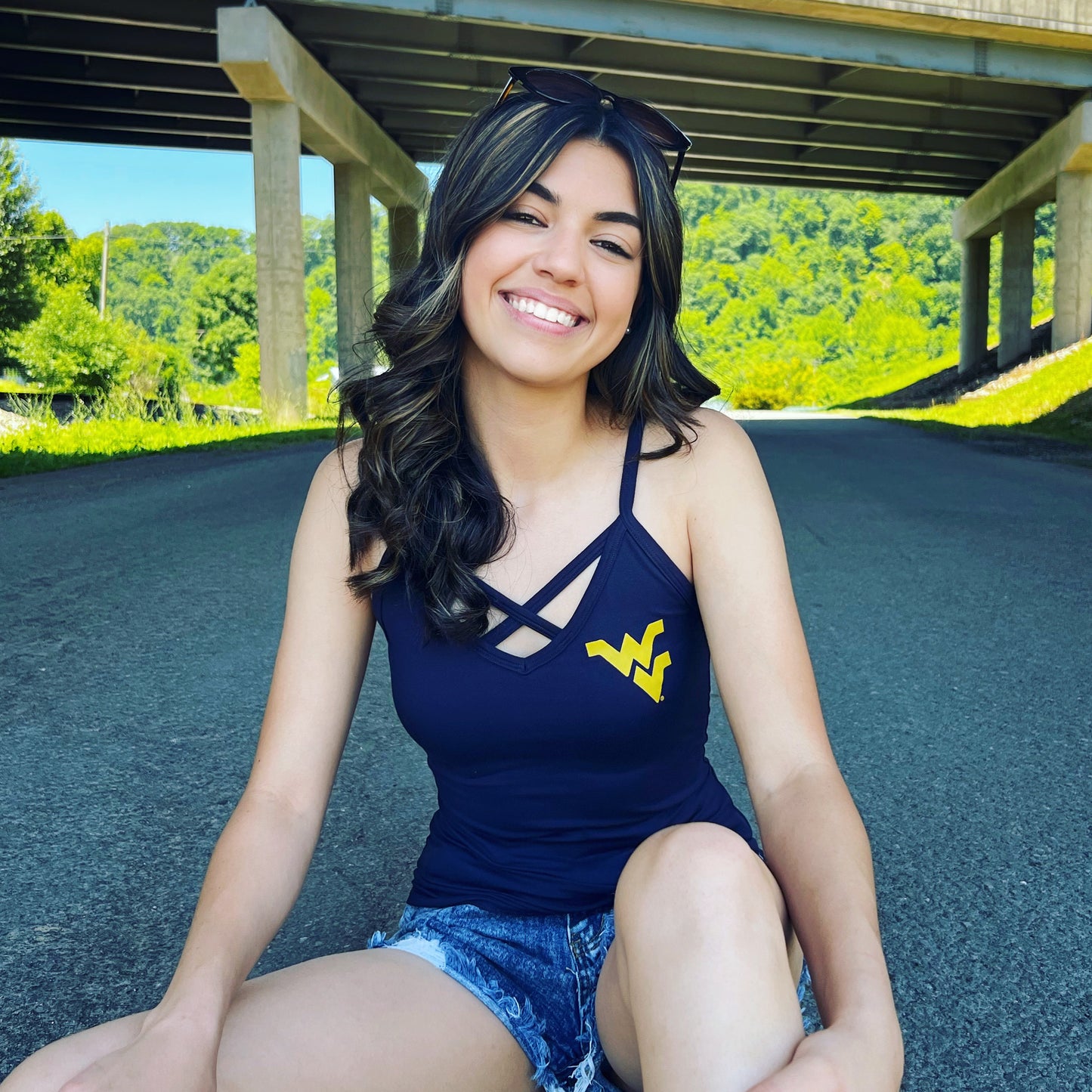 WVU “Sis” Crisscross Tank Top