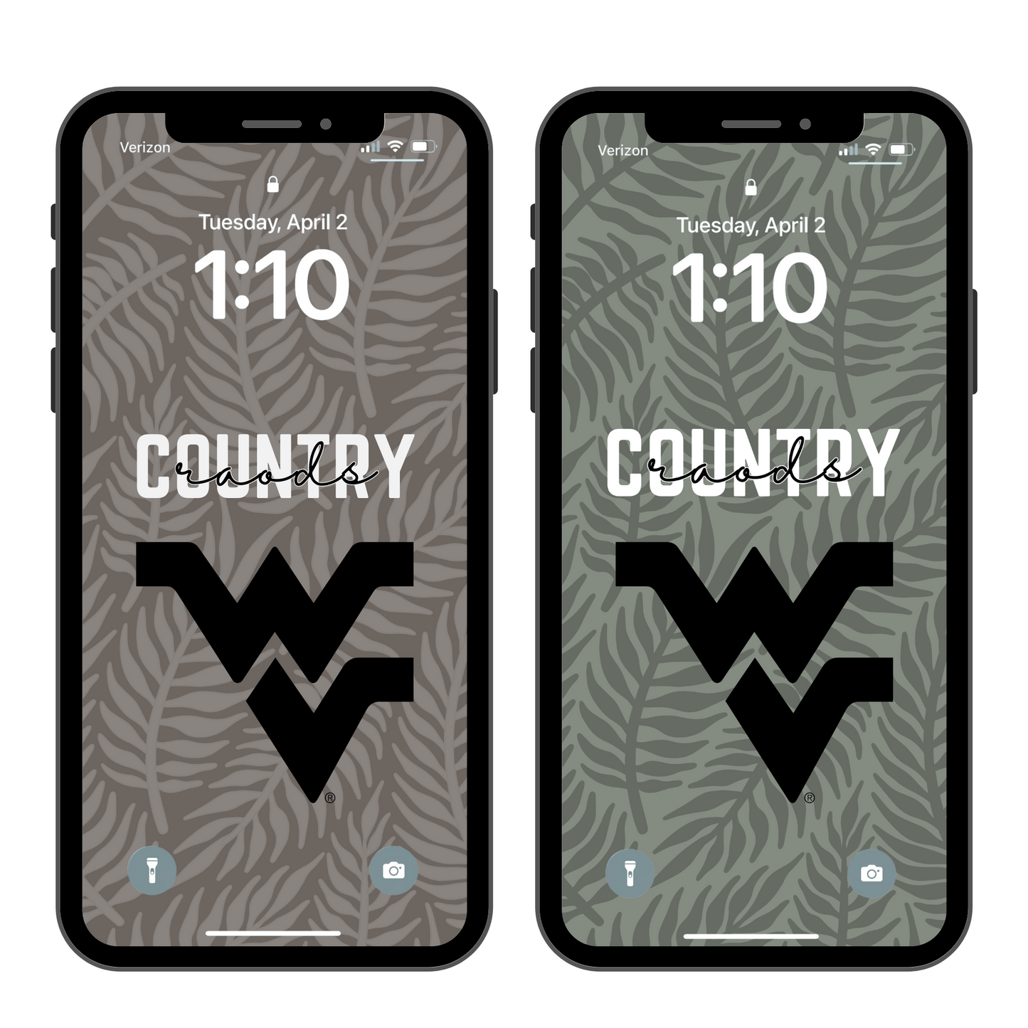 WVU PERSONALIZED Phone Wallpaper x2 Fern Print