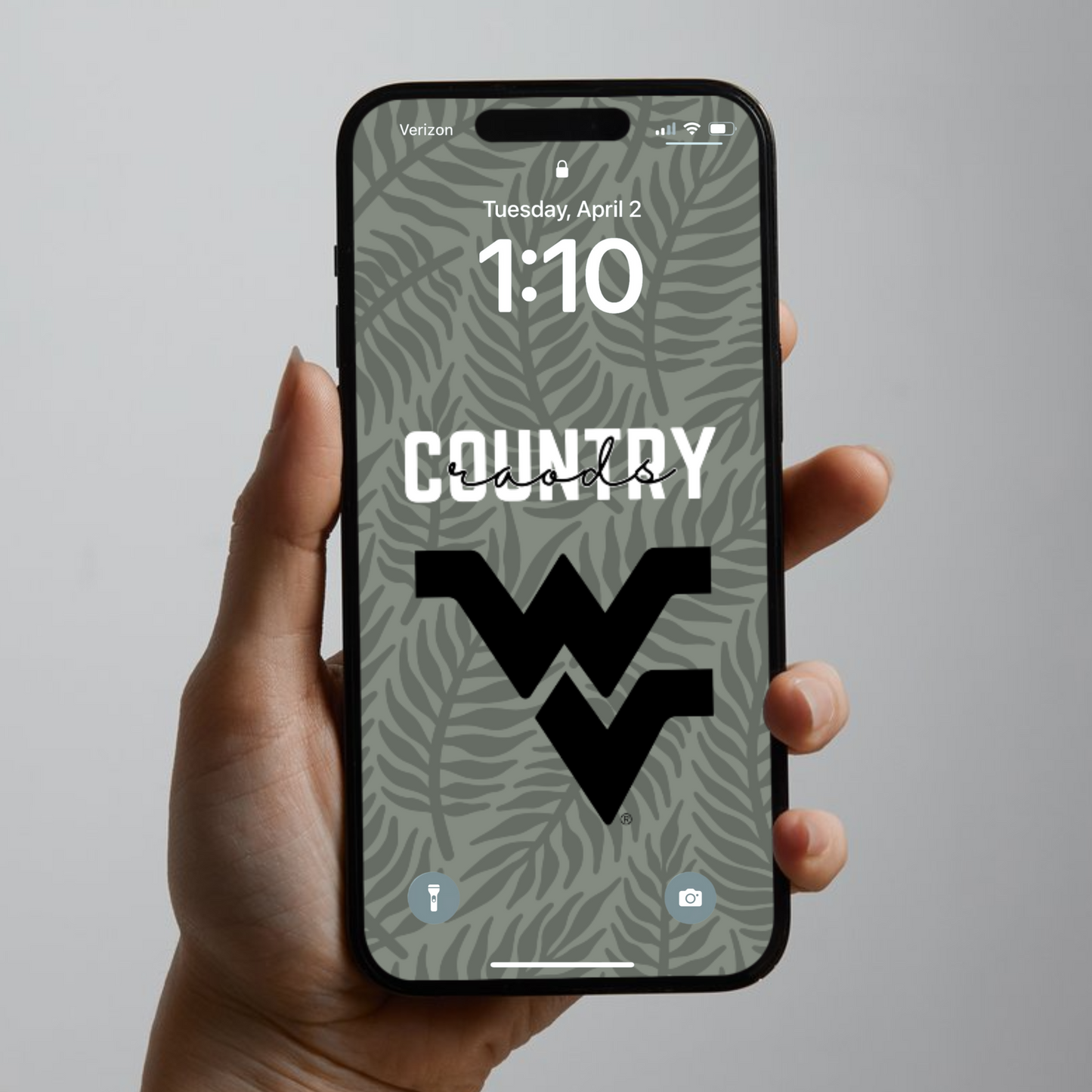 WVU PERSONALIZED Phone Wallpaper x2 Fern Print