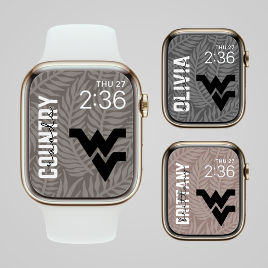 WVU PERSONALIZED Apple Watch Faces x3 Fern Neutrals