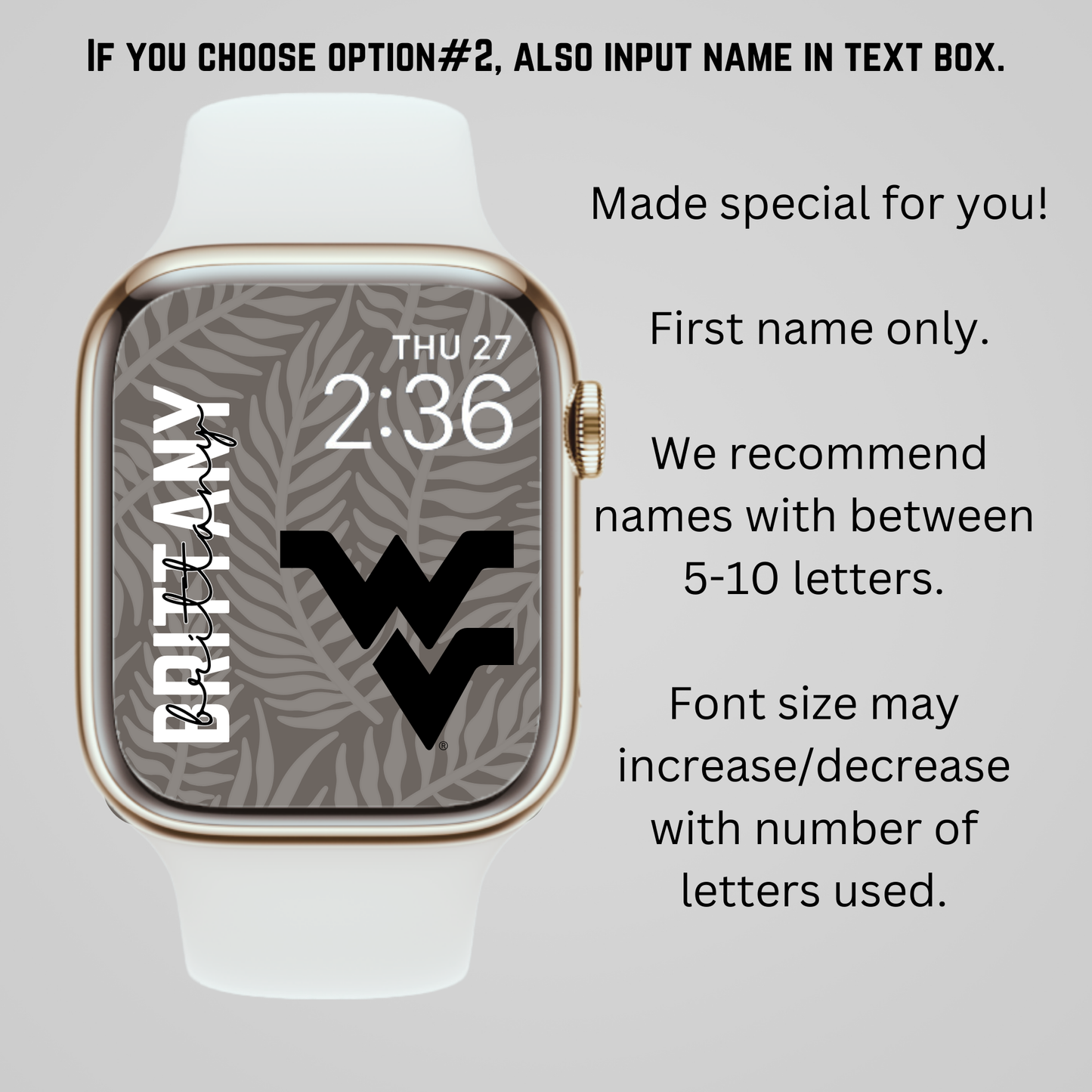 WVU PERSONALIZED Apple Watch Faces x3 Fern Neutrals