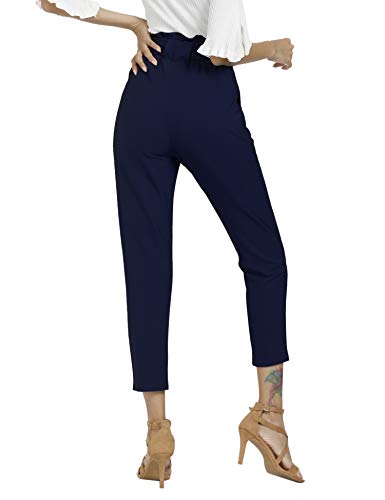 Women's Pants Casual Trouser Paper Bag Pants Dark Blue