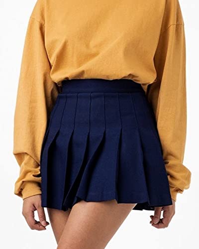 High Waisted Pleated Tennis Skirt with Lining Shorts Navy