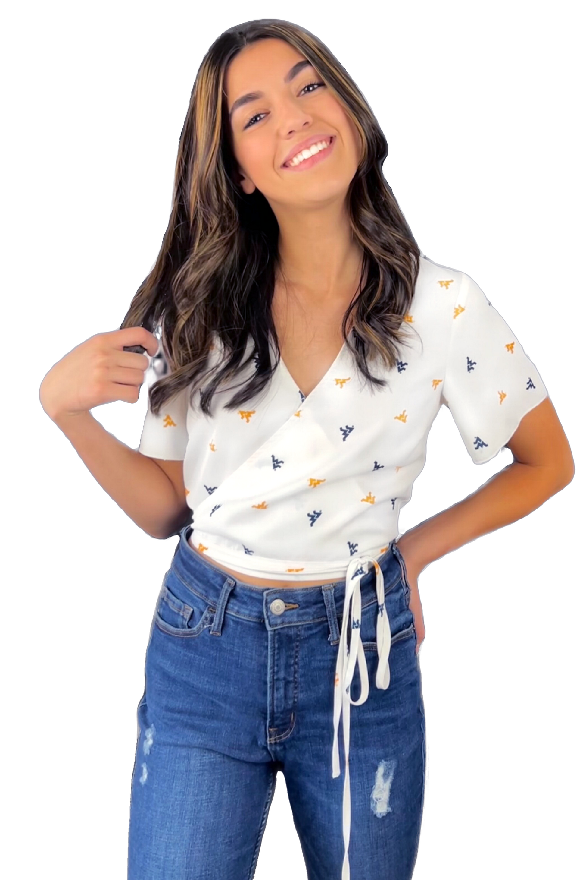 West Virginia University Mountaineers Wrap Crop Top for Women