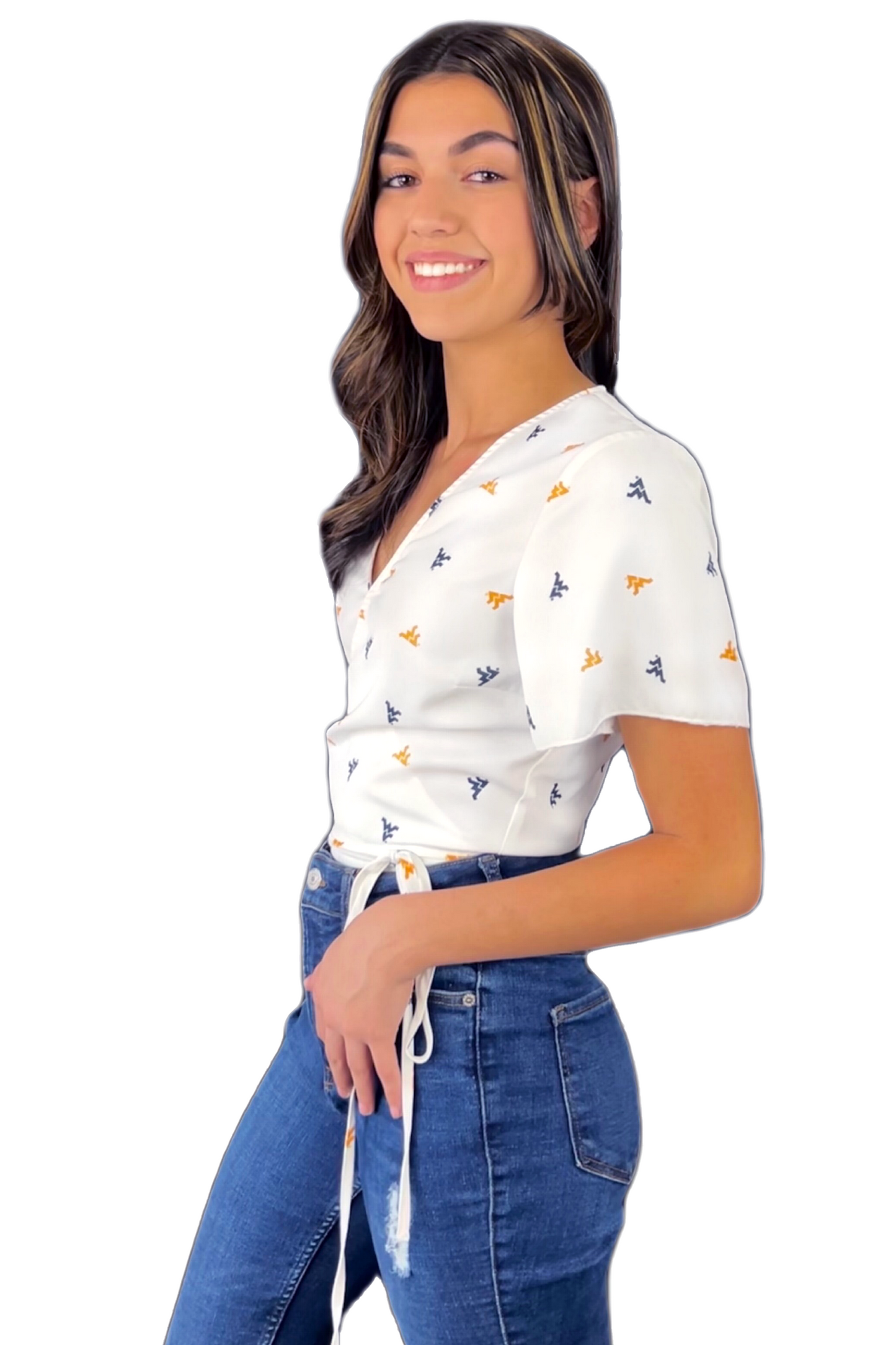 WVU “KK” Wrap Tie Crop Top