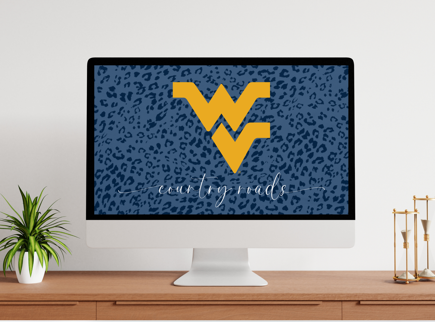 WVU Computer Wallpaper Leopard Print X2