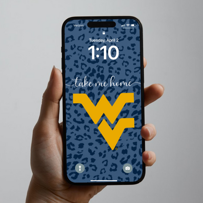 WVU Phone Wallpaper Leopard Print x2