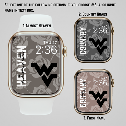 WVU PERSONALIZED Apple Watch Faces x3 Floral Neutrals