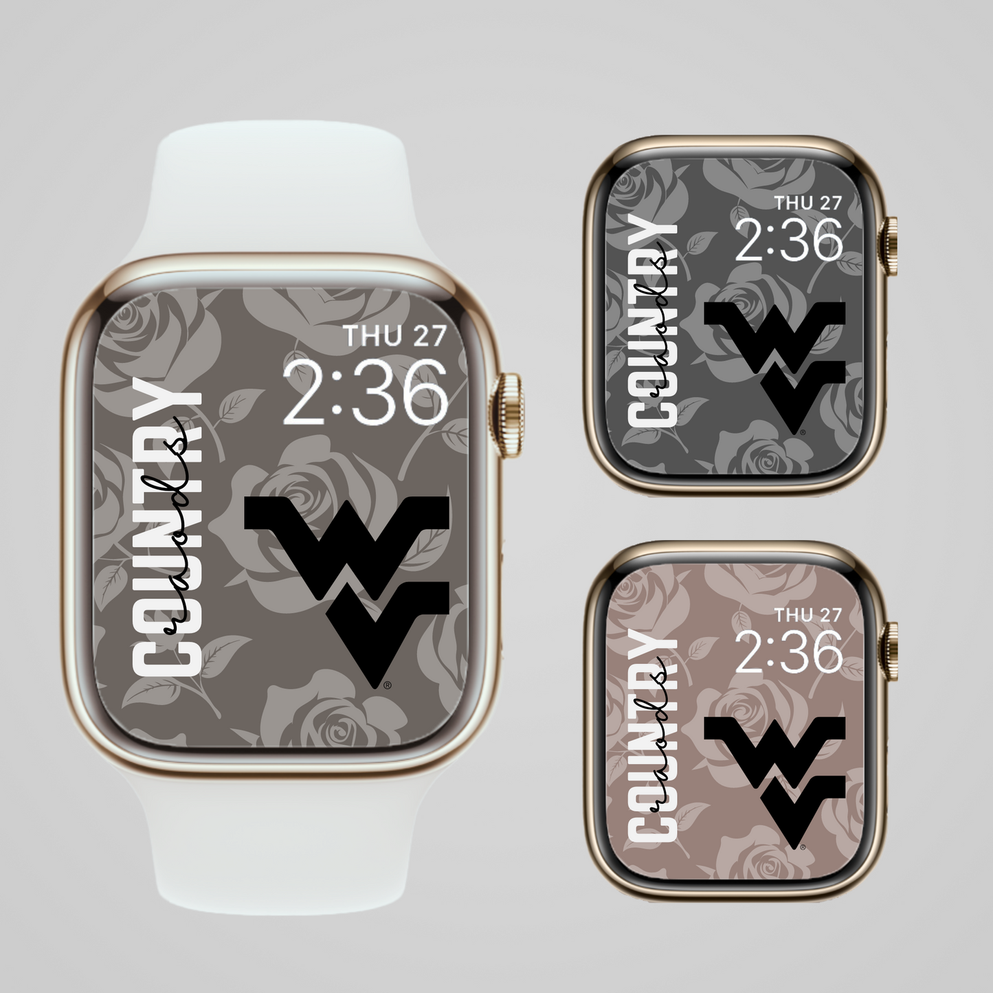 WVU PERSONALIZED Apple Watch Faces x3 Floral Neutrals