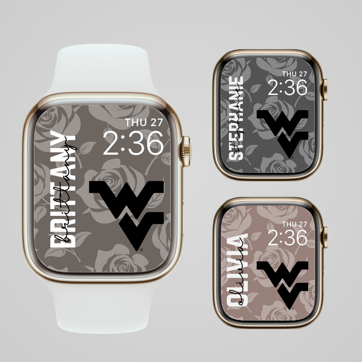 WVU PERSONALIZED Apple Watch Faces x3 Floral Neutrals