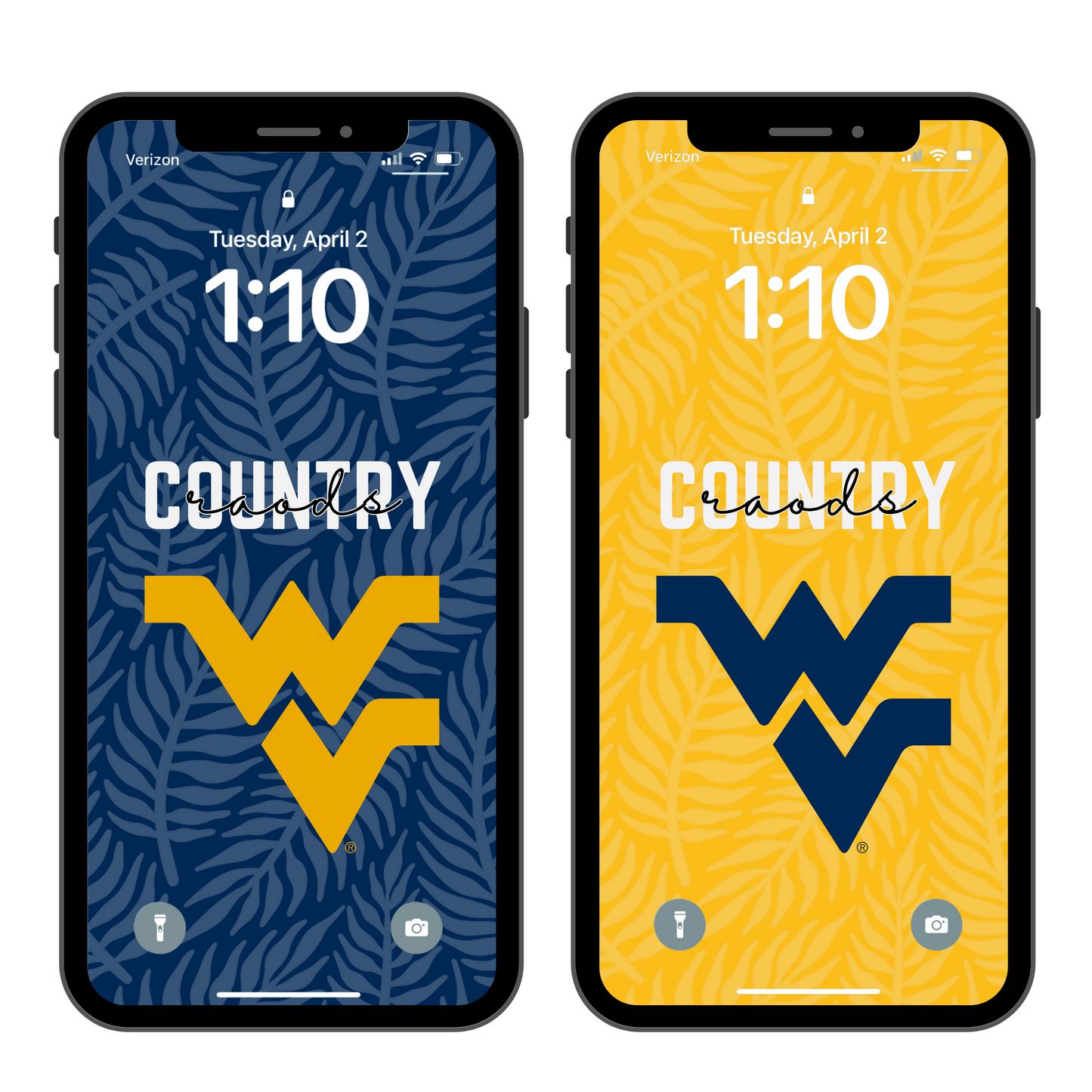 WVU PERSONALIZED Phone Wallpaper for Game Day x2 Fern Print