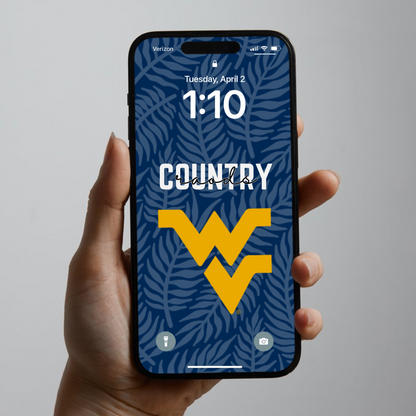 WVU PERSONALIZED Phone Wallpaper for Game Day x2 Fern Print