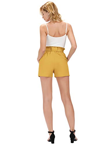 Women High Waist Solid Summer Casual Shorts Yellow