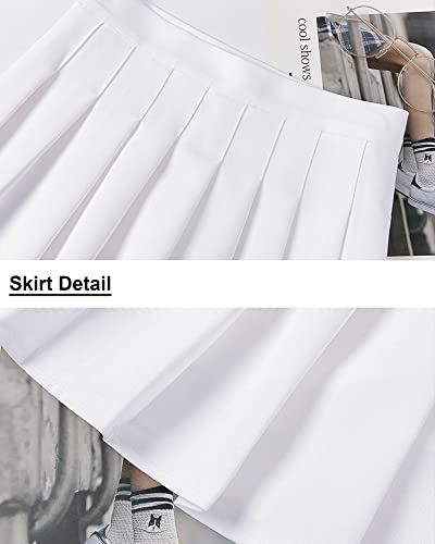SCKTOO Womens Girl High Waisted Pleated Tennis Skirt School A-Line Skater  Skirts with Lining Shorts