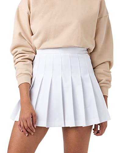 High Waisted Pleated Tennis Skirt with Lining Shorts White