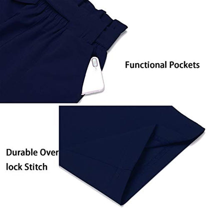 Women's Pants Casual Trouser Paper Bag Pants Dark Blue